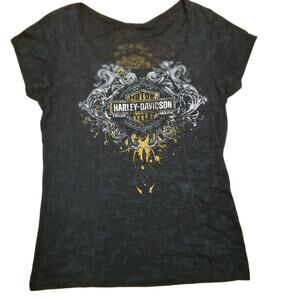 Harley Davidson Ladies PreOwned Black Wall, South Dakota T-Shirt Short Slv Sz XL